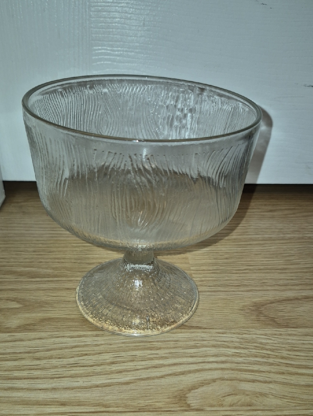 Vintage Hoosier Glass pressed glass footed pedestal bowl with a tree bark